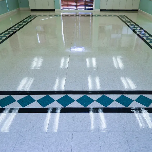 shiny coated VCT floor